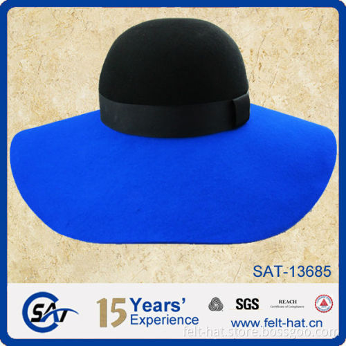 black and blue splicing custom wide brim floppy winter hat